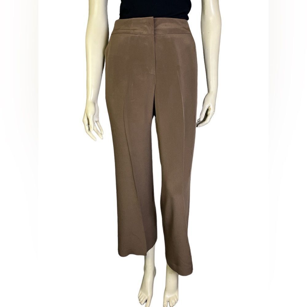 Escada Taupe/Mushroom Silk Wide Leg Dress Pants Great Condition Size 36